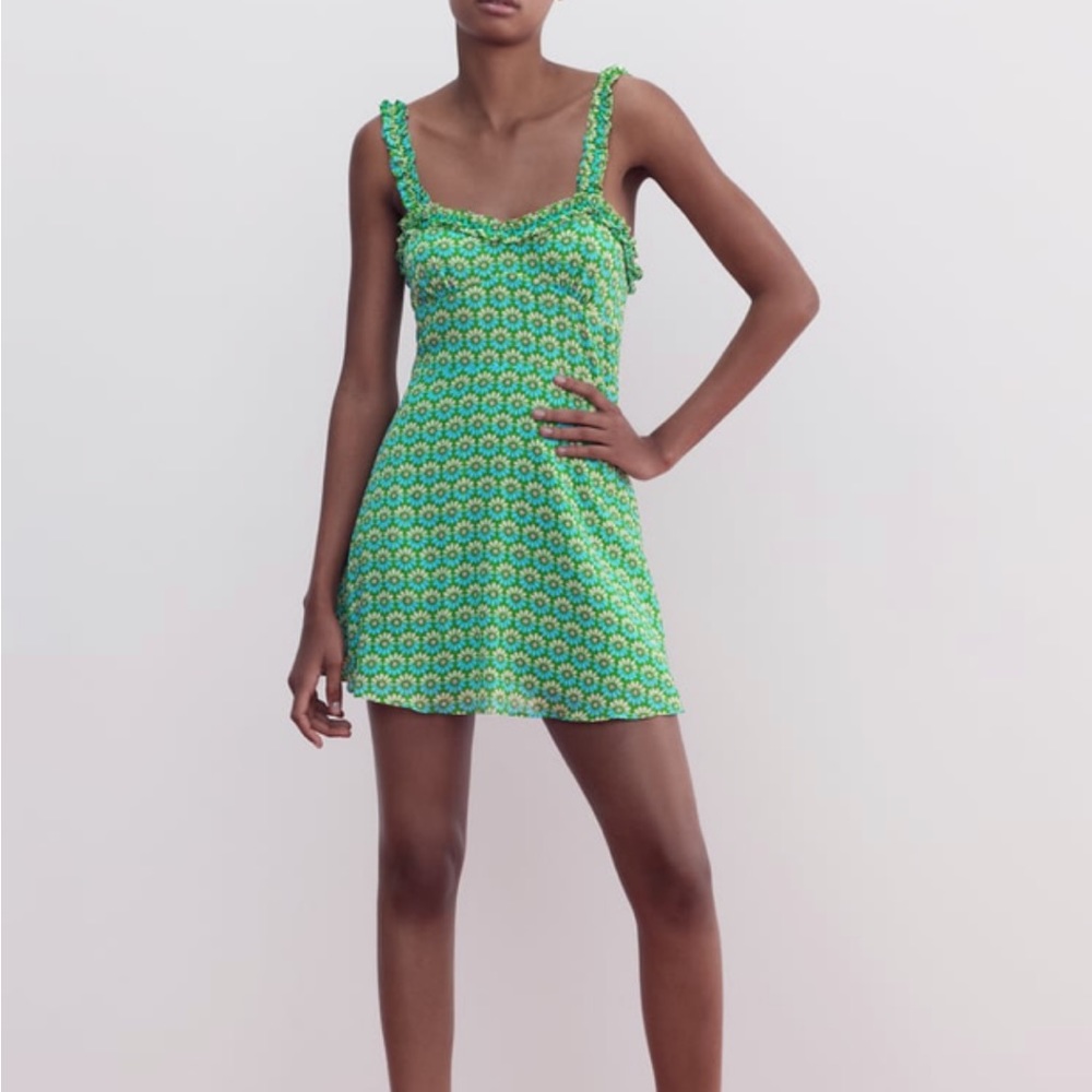 Zara Green Floral Dress